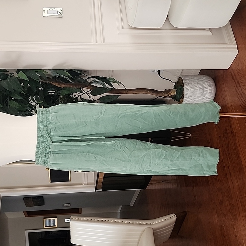 ZARA Green Linen look pants